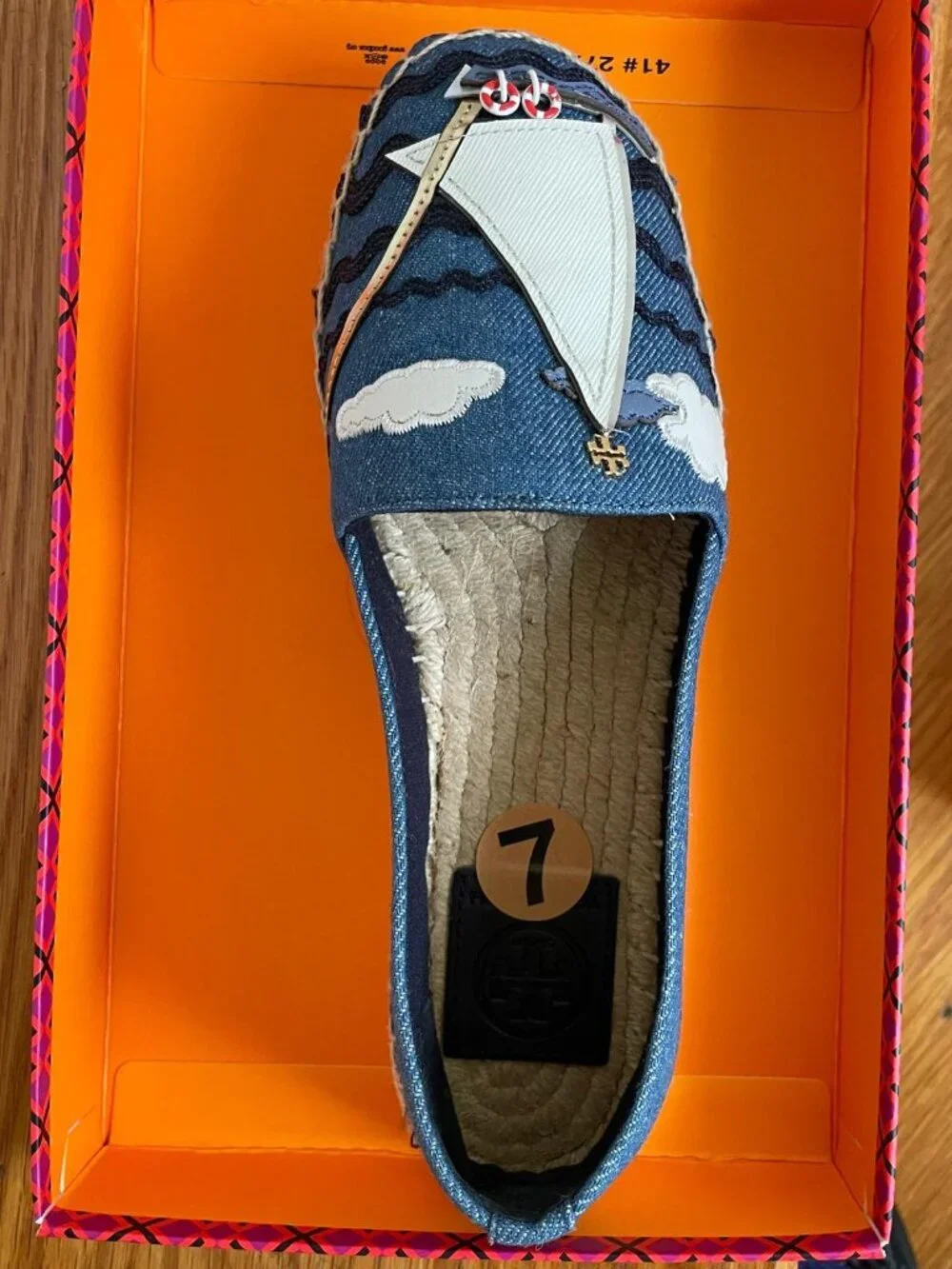 Tory Burch Seaside Espadrille Size 7 Denim Chambray